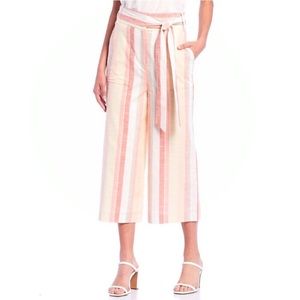 CREMIEUX Striped tie waist HR Cropped Pants